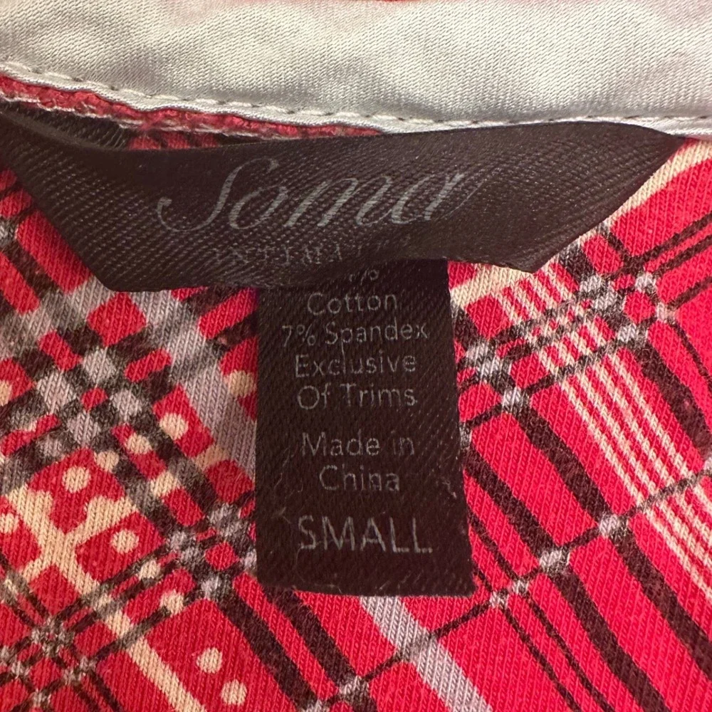 Soma Intimates Red Plaid Pajama Set Long Sleeve‎ Pants S Cotton Blend Soft READ